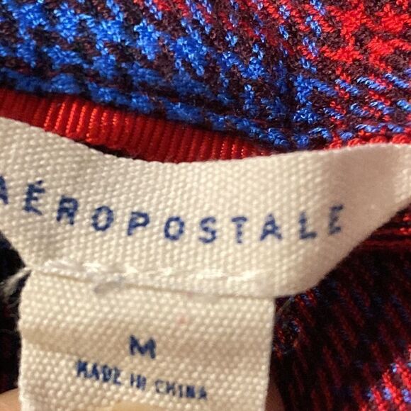 Aeropostale Red and Blue button up flannel shirt Medium NWOT - Picture 5 of 8